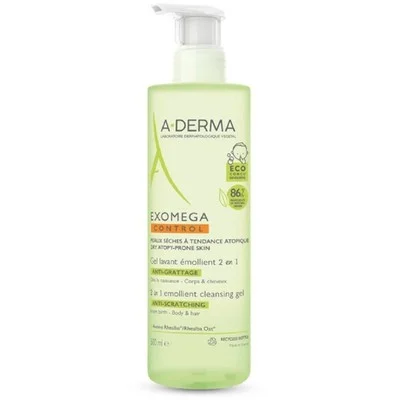 A-DERMA EXOMEGA CONTROL Μαλακτικό Ζελ Καθαρισμού 2 σε 1 κατά του αισθήματος κνησμού 500ml