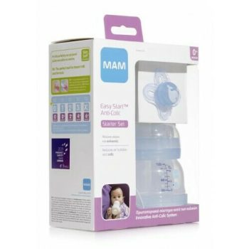 MAM Σετ Πλαστικά Μπιμπερό Easy Start Anti-Colic Starter Set Κατά των Κολικών με Θηλή Σιλικόνης 260ml για 0+ μηνών 3τμχ Μπλε Φάλαινα