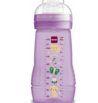 MAM Πλαστικό Μπιμπερό Easy Active με Θηλή Σιλικόνης 270ml για 2+ μηνών ροζ