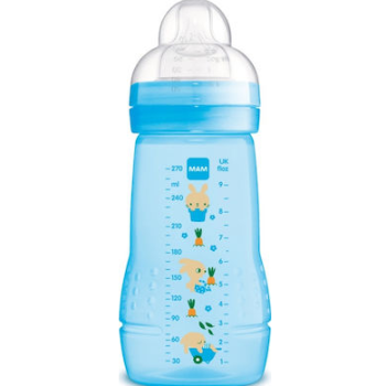 MAM Πλαστικό Μπιμπερό Easy Active με Θηλή Σιλικόνης 270ml για 2+ μηνών Μπλέ