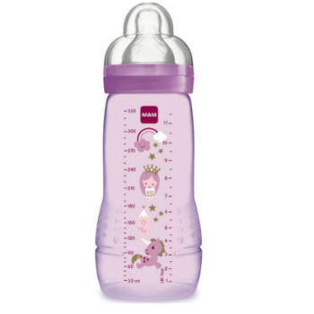 ΜΑΜ Πλαστικό Μπιμπερό Easy Active με Θηλή Σιλικόνης 330ml για 4+ μηνών κορίτσι
