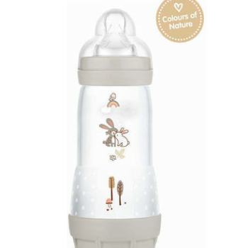 ΜΑΜ Πλαστικό Μπιμπερό Easy Start Anti-Colic Forest Κατά των Κολικών με Θηλή Σιλικόνης 320ml για 4+ μηνών Γκρι