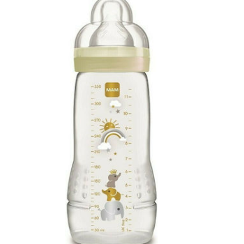 ΜΑΜ Πλαστικό Μπιμπερό Easy Active με Θηλή Σιλικόνης 330ml για 4+ μηνών ουδέτερο