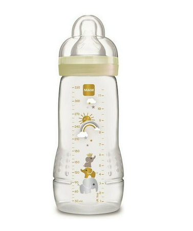 ΜΑΜ Πλαστικό Μπιμπερό Easy Active με Θηλή Σιλικόνης 330ml για 4+ μηνών ουδέτερο