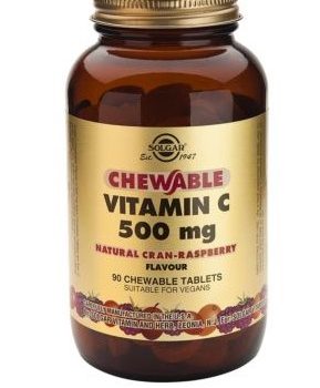 SOLGAR Vitamin C 500 mg Natural Cran- Raspberry Flavour Chewable Tablets