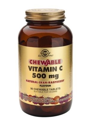 SOLGAR Vitamin C 500 mg Natural Cran- Raspberry Flavour Chewable Tablets
