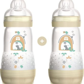 MAM Σετ Πλαστικά Μπιμπερό Easy Start Anti-Colic Combi-Pack Κατά των Κολικών με Θηλή Σιλικόνης 260ml για 2+ μηνών 2τμχ Μπεζ