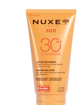 nuxe melting sun lotion high protection spf30 face and body,