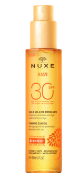 nuxe tanning sun oil high protection spf30 face and body